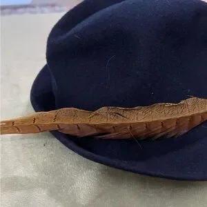 Accessories | 3 For 3 Vintage Navy Blue Hat With Feather  display picture 3